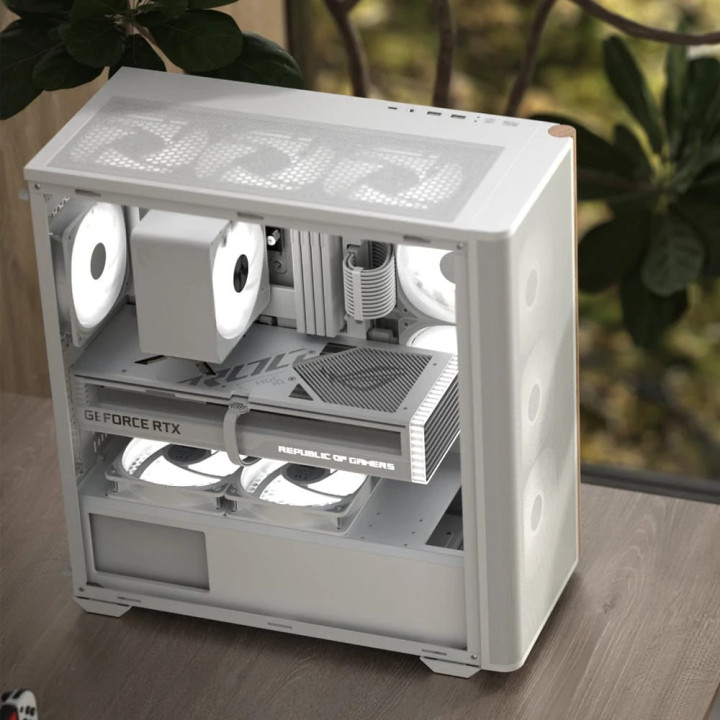 Кутия за компютър AeroCool D501A White, Addressable RGB, Wood - D501A-G-WT-v2