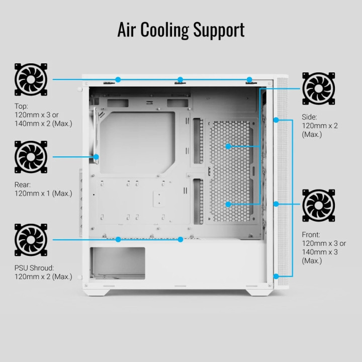 Кутия за компютър AeroCool D501A White, Addressable RGB, Wood - D501A-G-WT-v2