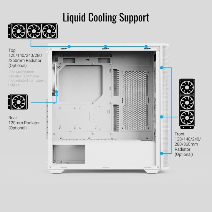 Кутия за компютър AeroCool D501A White, Addressable RGB, Wood - D501A-G-WT-v2