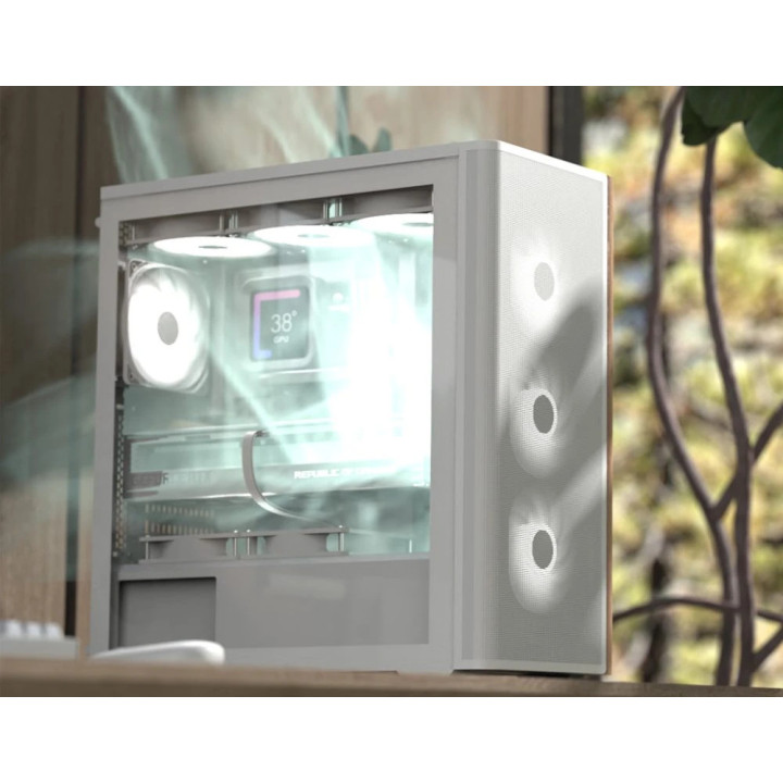 Кутия за компютър AeroCool D501A White, Addressable RGB, Wood - D501A-G-WT-v2
