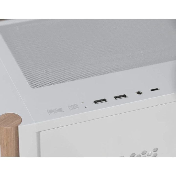 Кутия за компютър AeroCool D501A White, Addressable RGB, Wood - D501A-G-WT-v2