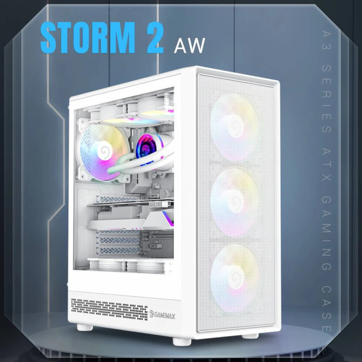 Кутия за компютър Gamemax Storm 2 AW, 6 x 120 mm Addressable RGB fans, ATX - GM-12380300006