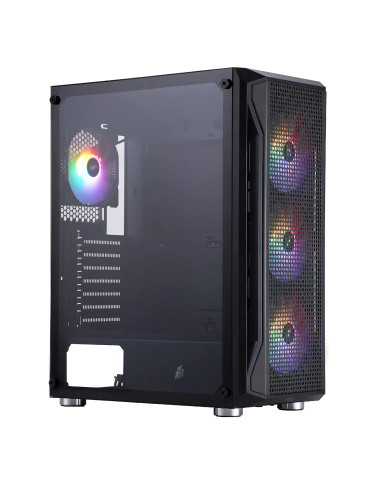 Кутия за компютър 1stPlayer Firebase X5 RGB v2, с вкл. 4 бр вентилатори , ATX - X5-BK-4F1