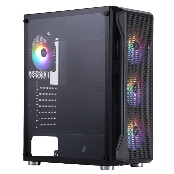Кутия за компютър 1stPlayer Firebase X5 RGB v2, с вкл. 4 бр вентилатори , ATX - X5-BK-4F1