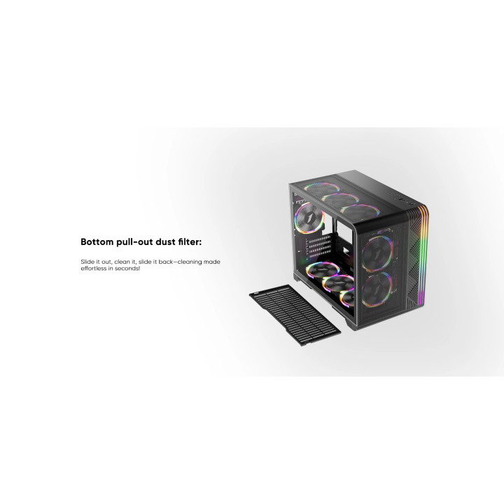 Кутия за компютър 1stPlayer VT6-BK, Mesh, A-RGB, mATX