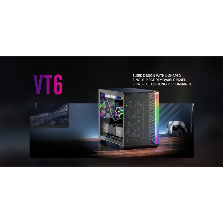 Кутия за компютър 1stPlayer VT6-BK, Mesh, A-RGB, mATX