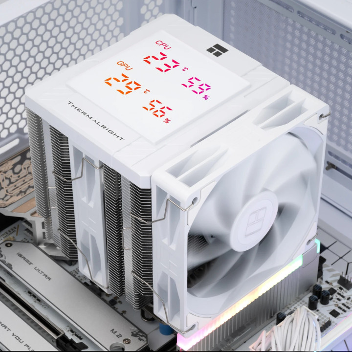 Охладител за процесор Thermalright Peerless Assassin 120 Digital White, Dual-Tower, LGA1851/AM5 - PEERLESS-ASSASSIN-120-D-WH