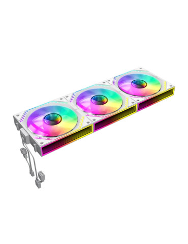 Комплект вентилатори Gamemax FN12A-S3I-RW White, Fan Pack 3-in-1 3x120mm, Reverse, Daisy-Chain, Addressable RGB - GM-14050101683