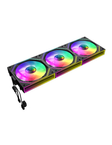 Комплект вентилатори Gamemax FN12A-S3I-R Black, Fan Pack 3-in-1 3x120mm Reverse, Daisy-Chain, Addressable RGB - GM-14050101682