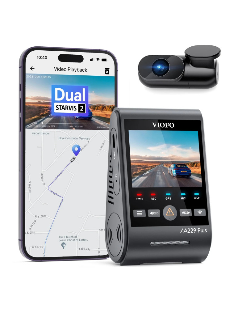 Видео регистратор VIOFO Dash Cam A229 Plus 2 Channel - 2K, HDR, Sony STARVIS 2, GPS - VIOFO-A229-PLUS-2CH