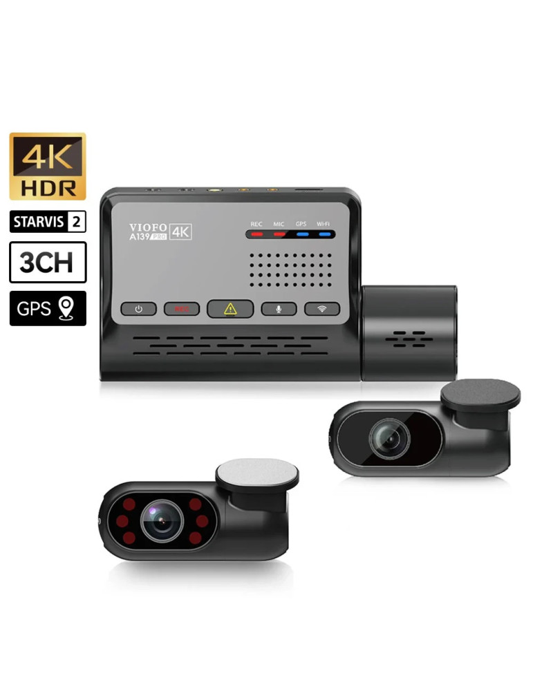 Видео регистратор VIOFO Dash Cam A139 PRO 3 Channel - 4K UHD, Sony STARVIS 2, GPS - VIOFO-A139-PRO-3CH