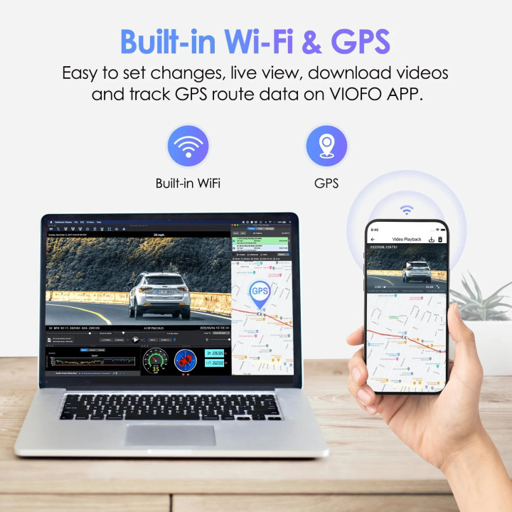 Видео регистратор VIOFO Dash Cam A129 Plus DUO - GPS, Rear Cam included - VIOFO-A129-PLUS-DUO-G