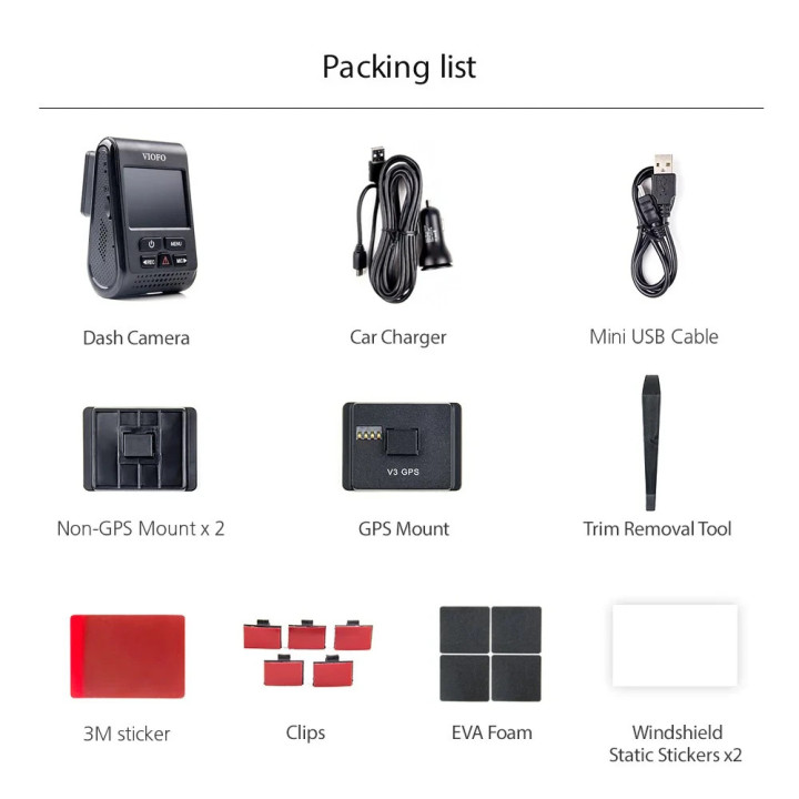 Видео регистратор VIOFO Dash Cam A119 V3-G - GPS Module, Quad HD , HDR, Sony STARVIS - VIOFO-A119-V3-G