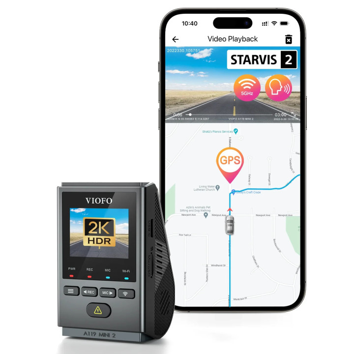 Видео регистратор VIOFO Dash Cam A119 MINI 2 - GPS Module, 2K HDR, 60 FPS, Sony STARVIS 2 - VIOFO-A119-MINI-2-G