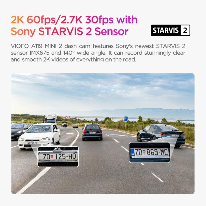 Видео регистратор VIOFO Dash Cam A119 MINI 2 - GPS Module, 2K HDR, 60 FPS, Sony STARVIS 2 - VIOFO-A119-MINI-2-G