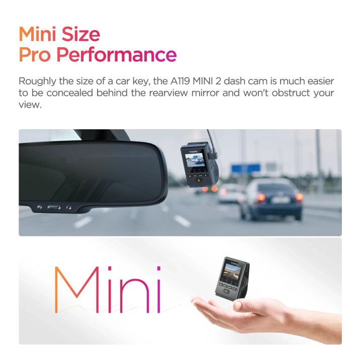 Видео регистратор VIOFO Dash Cam A119 MINI 2 - GPS Module, 2K HDR, 60 FPS, Sony STARVIS 2 - VIOFO-A119-MINI-2-G