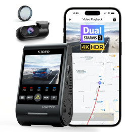 Видео регистратор VIOFO Dash Cam A229 Pro 2 Channel - 4K, HDR, Dual Sony STARVIS 2, GPS, Bluetooth - VIOFO-A229-PRO-2CH