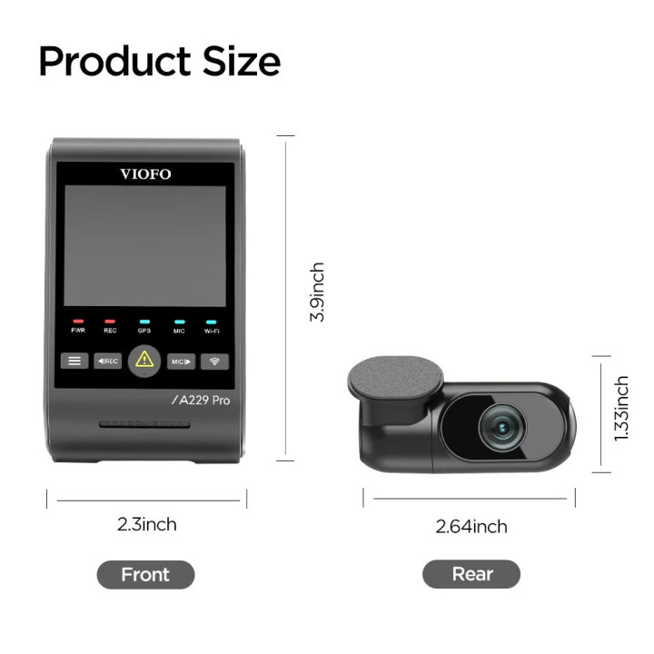 Видео регистратор VIOFO Dash Cam A229 Pro 2 Channel - 4K, HDR, Dual Sony STARVIS 2, GPS, Bluetooth - VIOFO-A229-PRO-2CH