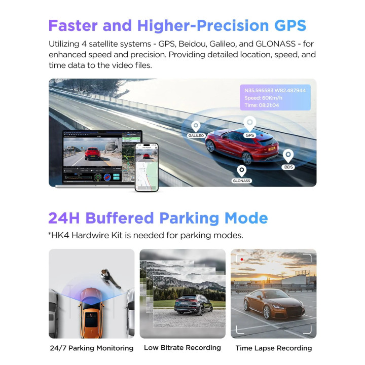 Видео регистратор VIOFO Dash Cam A229 Pro 2 Channel - 4K, HDR, Dual Sony STARVIS 2, GPS, Bluetooth - VIOFO-A229-PRO-2CH