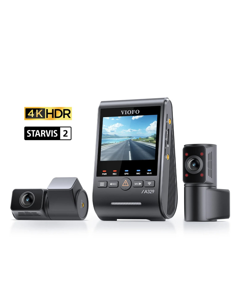Видео регистратор VIOFO Dash Cam A329S 3 Channel - 4K, HDR, Triple Sony STARVIS 2, GPS, Bluetooth, FOV Fisheye Cabin - VIOFO-A329S-3CH