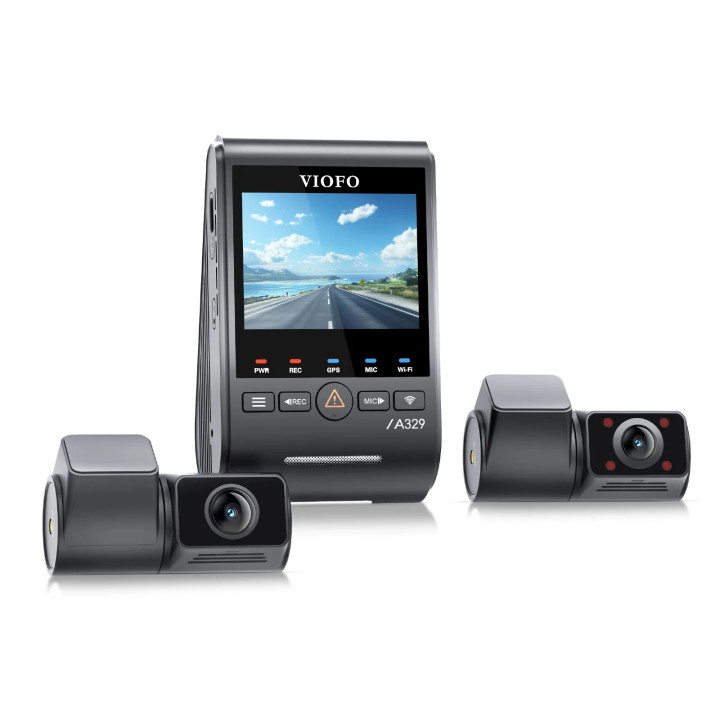 Видео регистратор VIOFO Dash Cam A329S 3 Channel - 4K, HDR, Triple Sony STARVIS 2, GPS, Bluetooth, FOV Fisheye Cabin - VIOFO-A329S-3CH