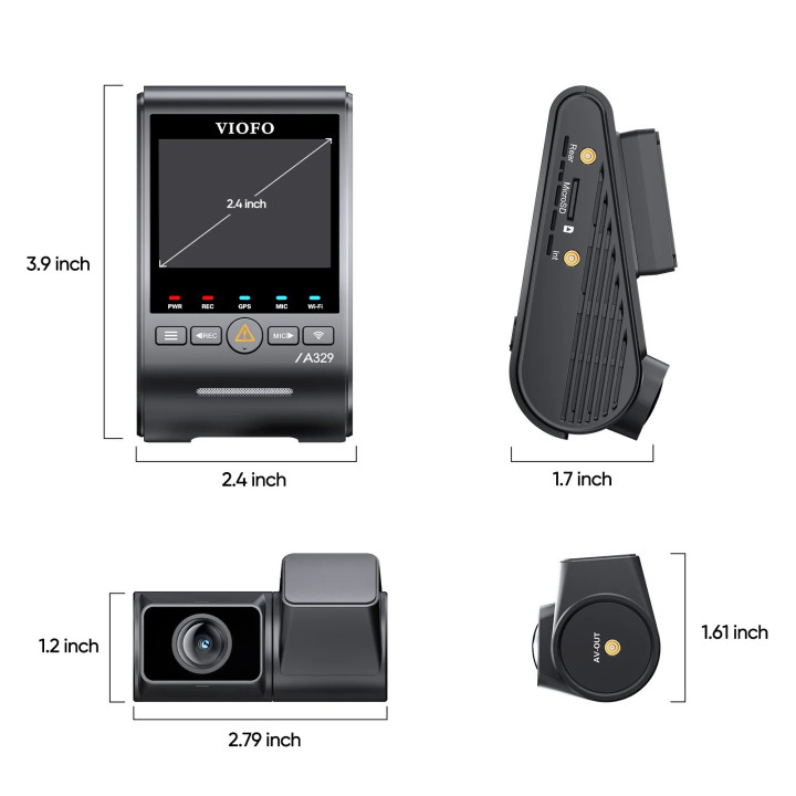 Видео регистратор VIOFO Dash Cam A329S 2 Channel - 4K, HDR, Dual Sony STARVIS 2, GPS, Bluetooth, Wi-Fi 6 - VIOFO-A329S-2CH