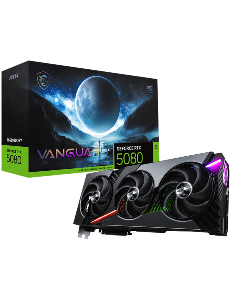 Видео карта MSI Nvidia GeForce RTX 5080 16G VANGUARD SOC, 16GB GDDR7, 256bit, PCIe 5.0 - 912-V531-039