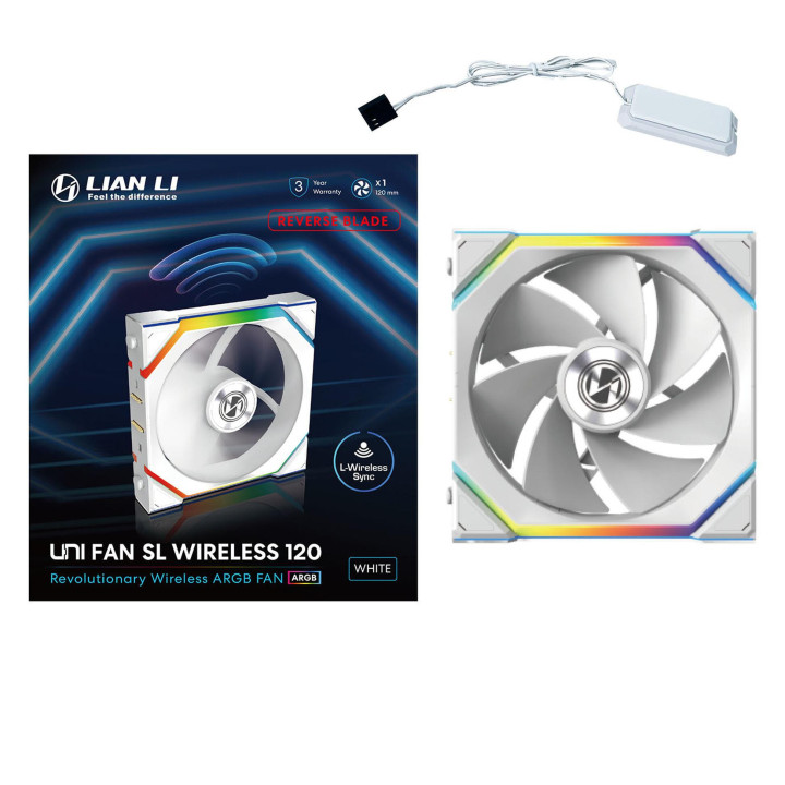 Вентилатор Lian Li UNI FAN SL Wireless ARGB PWM Reverse Blade - 120 mm Бял - G99.12RSL1W1W.00