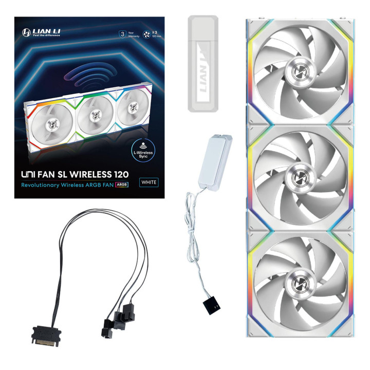 Комплект вентилатори  3бр Lian Li UNI FAN SL Wireless ARGB PWM - 120 mm Бели   Контролер - G99.12SL1W3W.00