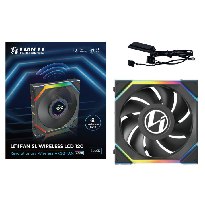 Вентилатор Lian Li UNI FAN SL Wireless LCD ARGB PWM - 120 mm Черен - G99.12SLLCD1W1B.00