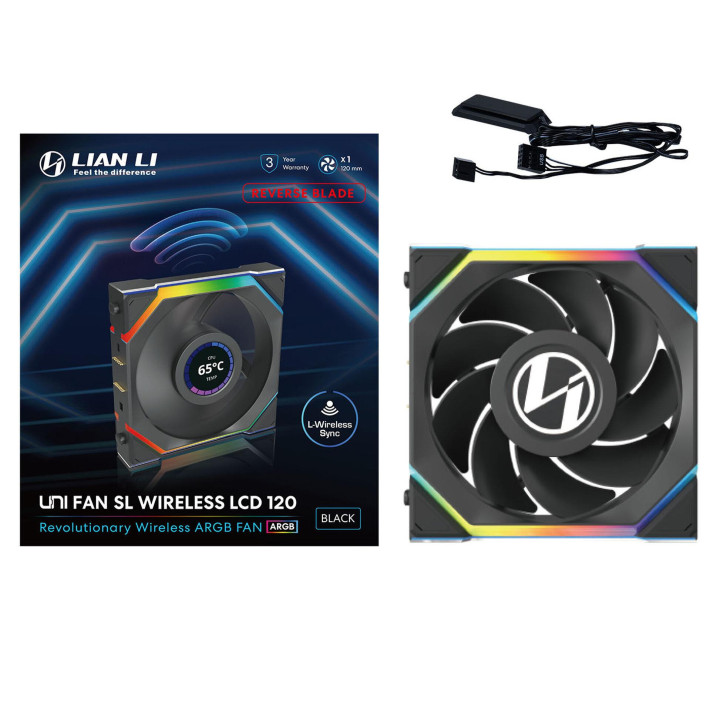 Вентилатор Lian Li UNI FAN SL Wireless LCD Reverse Blade ARGB PWM - 120 mm Черен - G99.12RSLLCD1W1B.00