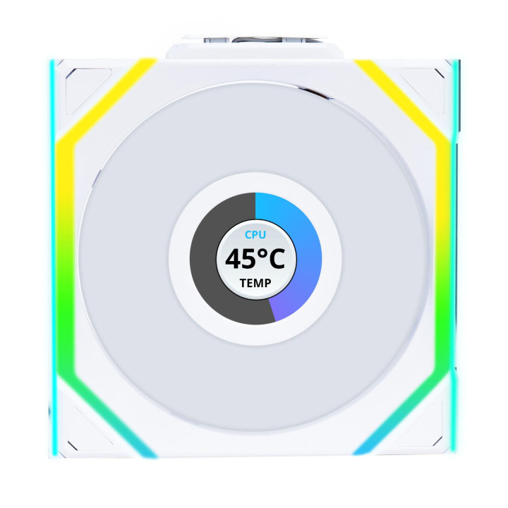 Вентилатор Lian Li UNI FAN SL Wireless LCD Reverse Blade ARGB PWM - 120 mm Бял - G99.12RSLLCD1W1W.00