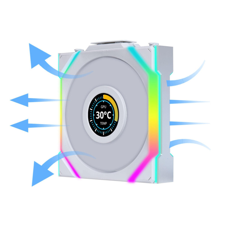 Вентилатор Lian Li UNI FAN SL Wireless LCD Reverse Blade ARGB PWM - 120 mm Бял - G99.12RSLLCD1W1W.00