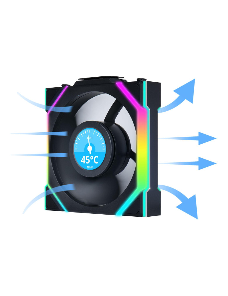 Комплект вентилатори  3бр Lian Li UNI FAN SL Wireless LCD ARGB PWM - 120 mm Черен - G99.12SLLCD1W3B.00