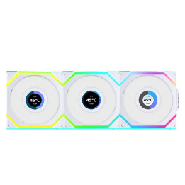 Комплект вентилатори  3бр Lian Li UNI FAN SL Wireless LCD ARGB PWM - 120 mm Бели - G99.12SLLCD1W3W.00