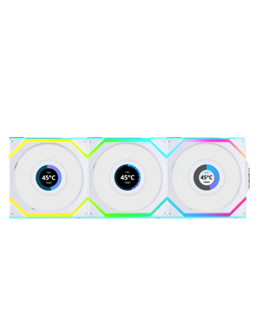 Комплект вентилатори  3бр Lian Li UNI FAN SL Wireless LCD ARGB PWM - 120 mm Бели - G99.12SLLCD1W3W.00