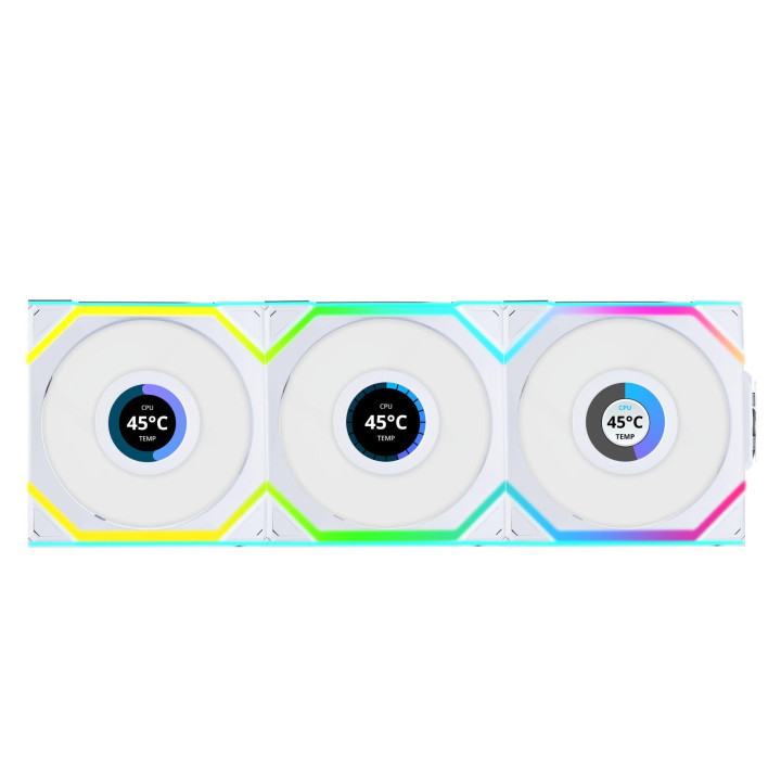 Комплект вентилатори  3бр Lian Li UNI FAN SL Wireless LCD ARGB PWM - 120 mm Бели - G99.12SLLCD1W3W.00