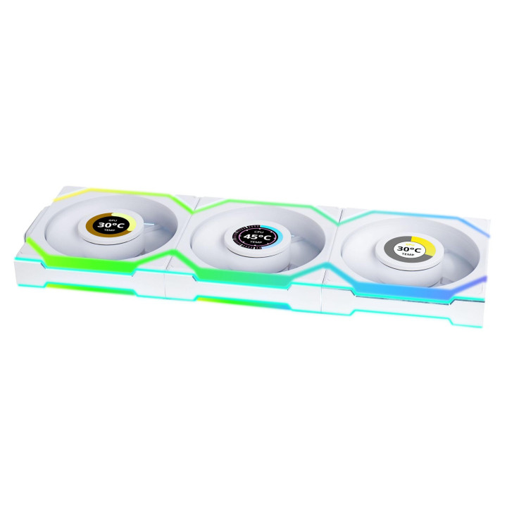 Комплект вентилатори  3бр Lian Li UNI FAN SL Wireless LCD ARGB PWM - 120 mm Бели - G99.12SLLCD1W3W.00