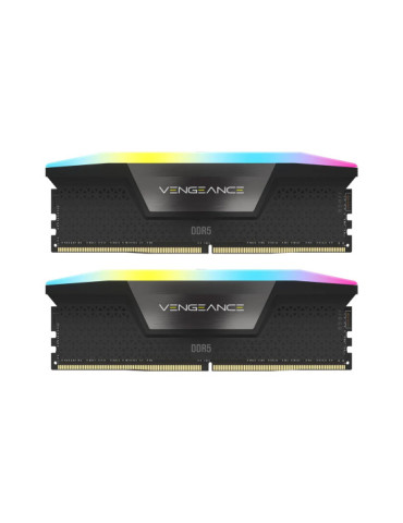 RAM памет Corsair 64GB(2x32GB) DDR5 6400MHz VENGEANCE RGB DDR5, CL42-52-52-104, 1.35V, Intel XMP, BLACK - CMH64GX5M2B6400C42