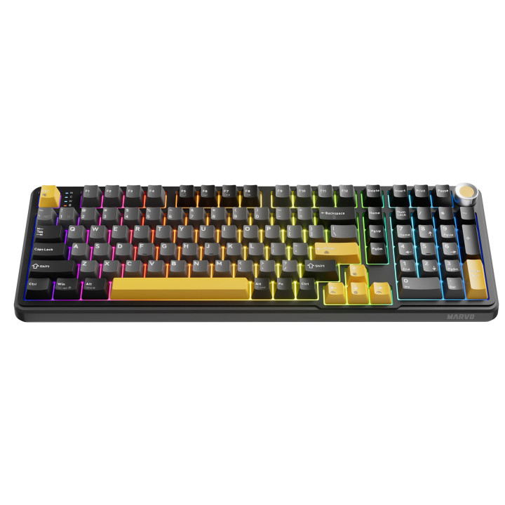 Безжична механична геймърска клавиатура Marvo Titan 98 KG986W Black, Banana Crystal [Linear] - MARVO-KG986W-BK