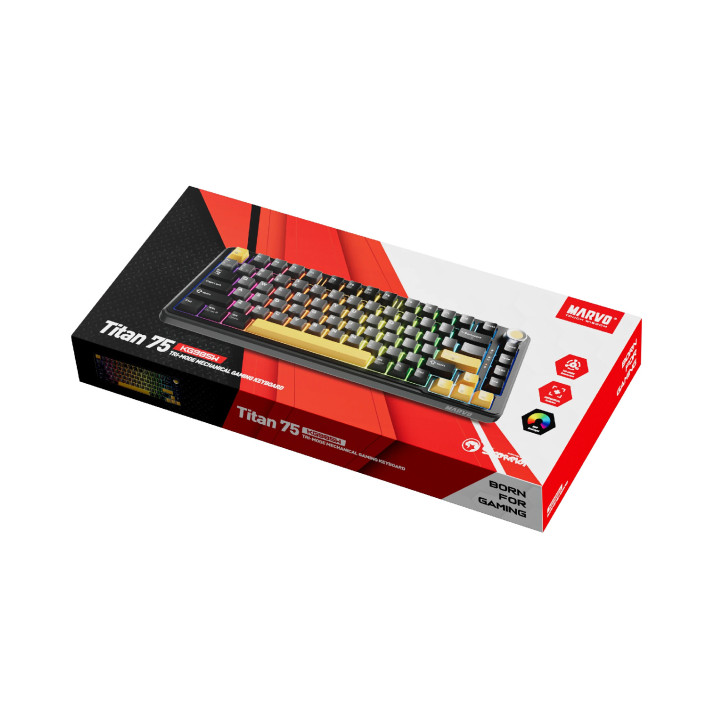 Безжична механична геймърска клавиатура Marvo Titan 75 KG985W Black - Banana Crystal [Linear] - MARVO-KG985W-BK
