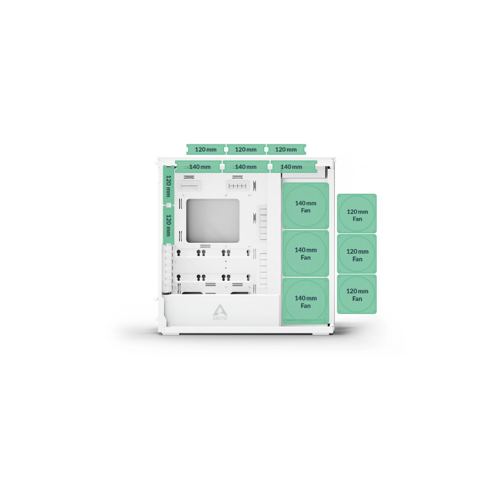 Кутия за компютър Arctic Xtender White, E-ATX, 5 A-RGB Fans included - ACPCC00014A