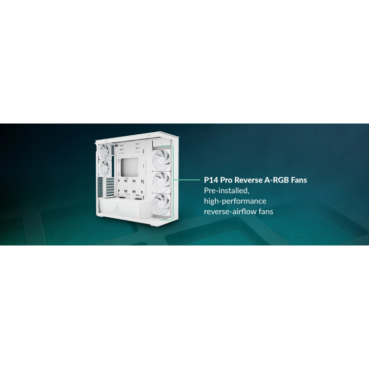 Кутия за компютър Arctic Xtender White, E-ATX, 5 A-RGB Fans included - ACPCC00014A