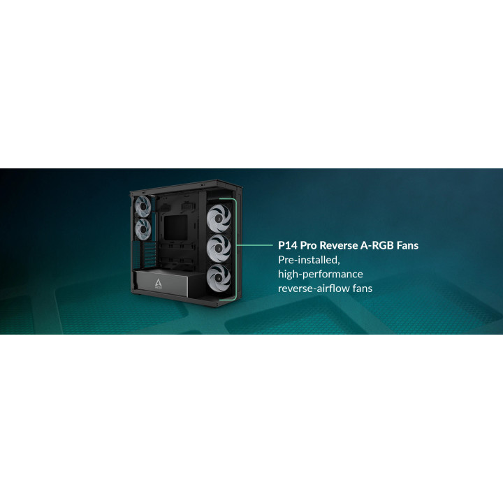 Кутия за компютър Arctic Xtender Mirror Black, E-ATX, 5 A-RGB Fans included - ACPCC00018A