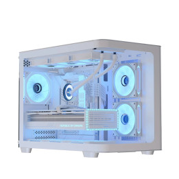 Кутия за компютър AeroCool P300C-G-WT-v1, mATX, 3 x 120 mm Infinity Mirror A-RGB - ACCS-PN02033.21
