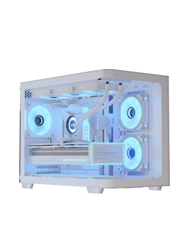 Кутия за компютър AeroCool P300C-G-WT-v1, mATX, 3 x 120 mm Infinity Mirror A-RGB - ACCS-PN02033.21