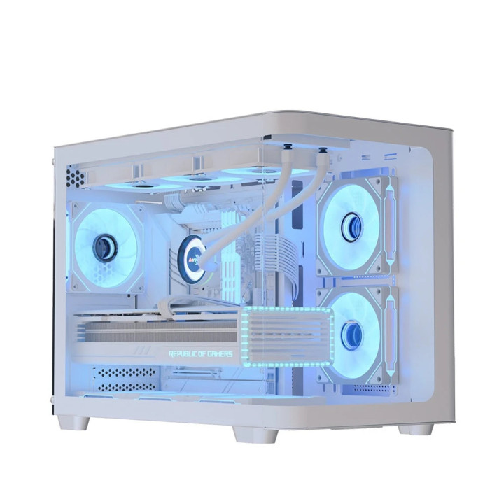 Кутия за компютър AeroCool P300C-G-WT-v1, mATX, 3 x 120 mm Infinity Mirror A-RGB - ACCS-PN02033.21