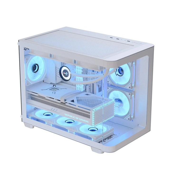 Кутия за компютър AeroCool P300C-G-WT-v1, mATX, 3 x 120 mm Infinity Mirror A-RGB - ACCS-PN02033.21