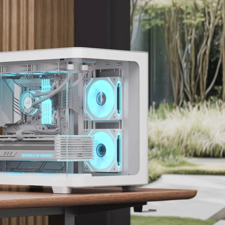 Кутия за компютър AeroCool P300C-G-WT-v1, mATX, 3 x 120 mm Infinity Mirror A-RGB - ACCS-PN02033.21