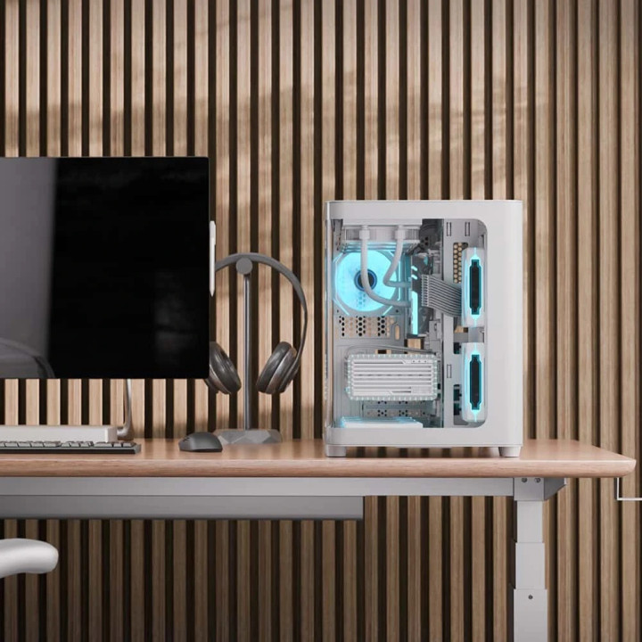 Кутия за компютър AeroCool P300C-G-WT-v1, mATX, 3 x 120 mm Infinity Mirror A-RGB - ACCS-PN02033.21